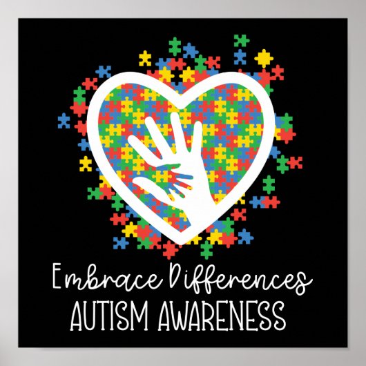 Poster Autism Maman Embrasser les différences Puzzle Pièc (Devant)