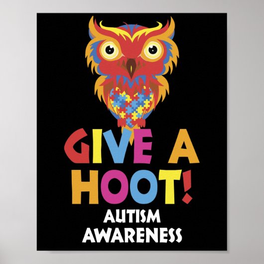 Poster Autism Owl Sensibilisation sur l'autisme Donner un (Devant)