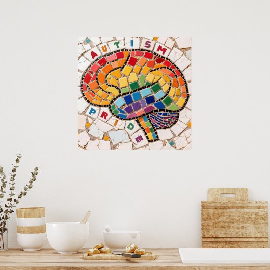 Poster Autism Pride Mosaic Cerveau Neurodiversité Sensibi (Cuisine)
