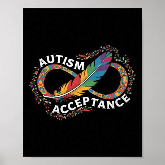 Poster Autism Red Instead Infinity Symbol Autistic Accept (Devant)