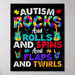 Poster Autism Rocks Rolls Spins Flaps Sensibilisation Enf