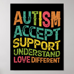 Poster Autisme Accepter Soutien Comprendre L'Amour Différ
