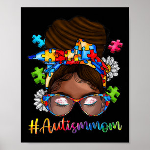 Poster Autisme Afro Maman Curly Cheveux Autisme Afro-Amér