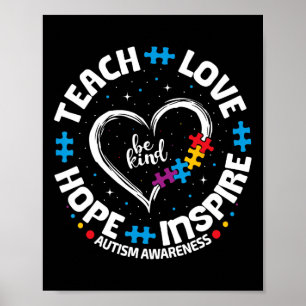 Poster Autisme Apprendre Amour Inspirer Espoir Enseignant