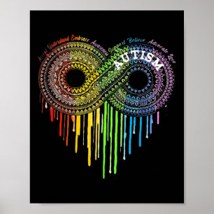 Poster Autisme Arc-en-ciel Symbole d'infini Sensibilisati