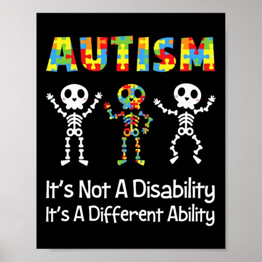 Poster Autisme Capacité différente Skull Skeleton Neurodi (Devant)