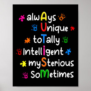 Poster Autisme Chemises Toujours Unique Totalement Intell