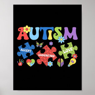Poster Autisme Coquette Bow Puzzles Accepter Comprendre l