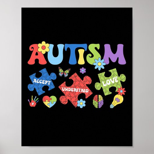 Poster Autisme Coquette Bow Puzzles Accepter Comprendre l (Devant)