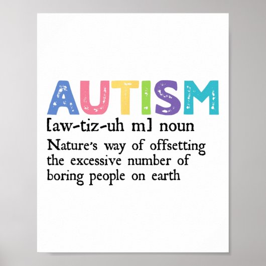 Poster Autisme Définition Sensibilisation sur l'autisme A (Devant)