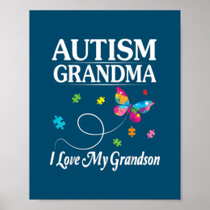 Poster Autisme des papillons Grand-mère J'aime mon petit-
