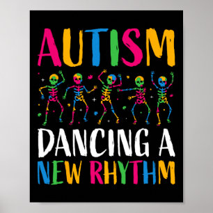 Poster Autisme Drôle Skeleton Dansant Nouveau Rythme Auti