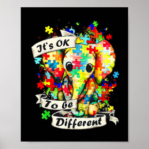 Poster Autisme Elephant Puzzle Il Est Ok D'Être Différent
