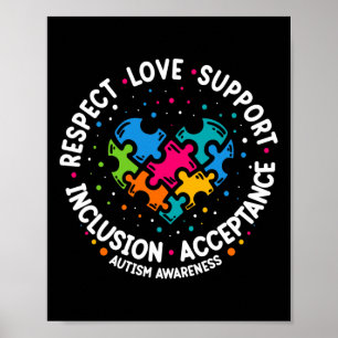 Poster Autisme Femmes Hommes Respect Amour Soutien Autism