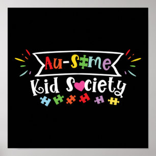 Poster Autisme Fils Enfant Fille Au-some Kid Society