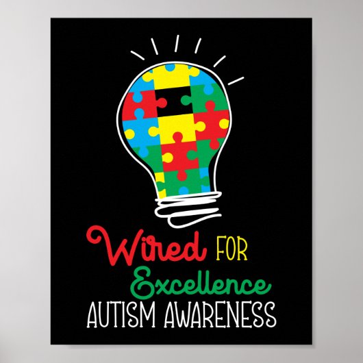 Poster Autisme Fils Enfant Fille Branché Pour Excellence (Devant)