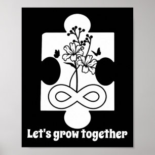 Poster Autisme Floral Puzzle Pièce Enseignement spécial