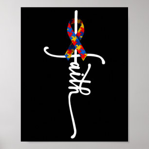 Poster Autisme Foi Croix Autisme Autiste Cadeaux Autiste