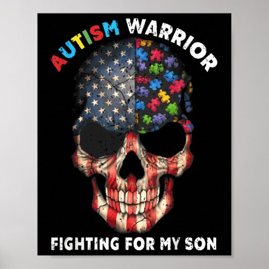 Poster Autisme Guerrier Lutter Pour Mon Fils Dons Pour Ma (Devant)