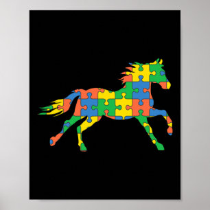 Poster Autisme Horse Handicap Mois Sensibiliser