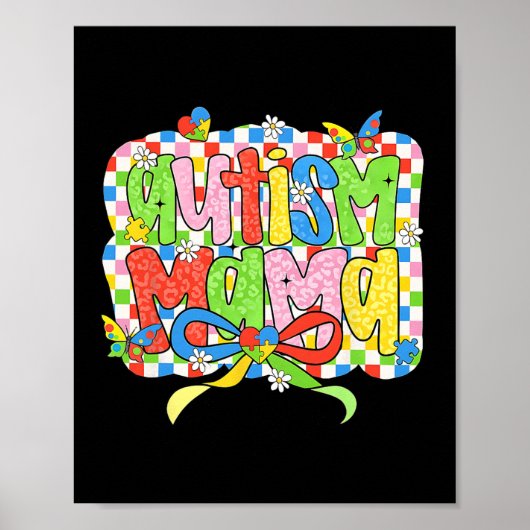 Poster Autisme Mama Maman Coquette Bow Sensibilisation su (Devant)