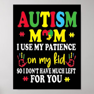Poster Autisme Maman Élever Héros Super Messy Bun Autisme