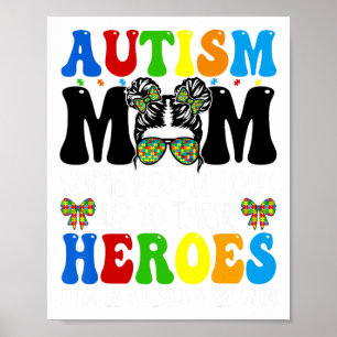 Poster Autisme Maman Élever Héros Super Messy Bun Autisme