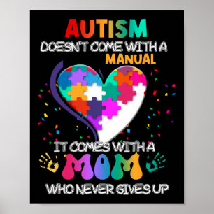 Poster Autisme Maman ne vient pas avec une femme manuelle