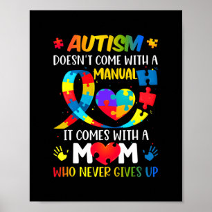 Poster Autisme Maman ne vient pas avec une femme manuelle