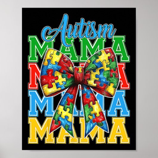 Poster Autisme Maman Neuro Diverse Coquette Bow Mama Mère (Devant)