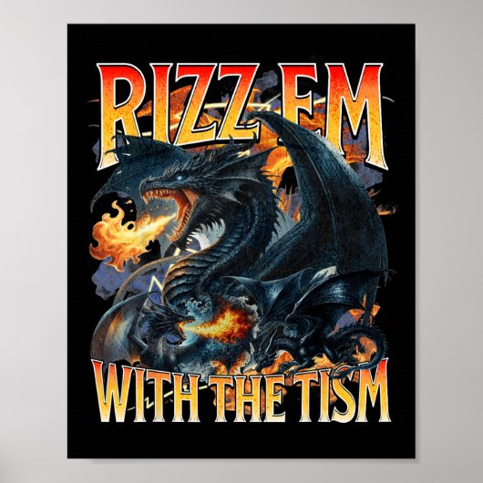 Poster Autisme Mème Dragon Rizz Em Avec Tism Autistic (Devant)