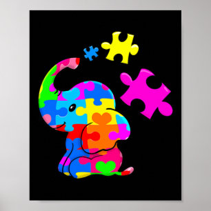 Poster Autisme mignon Eléphant Sensibilisation sur l'auti