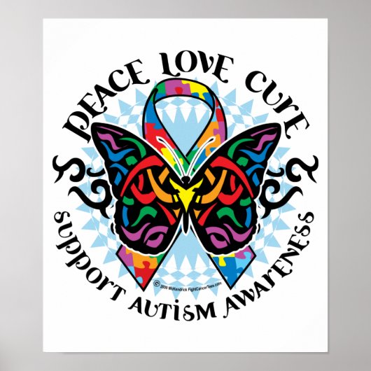 Poster Autisme Papillon Tribal 2 (Devant)