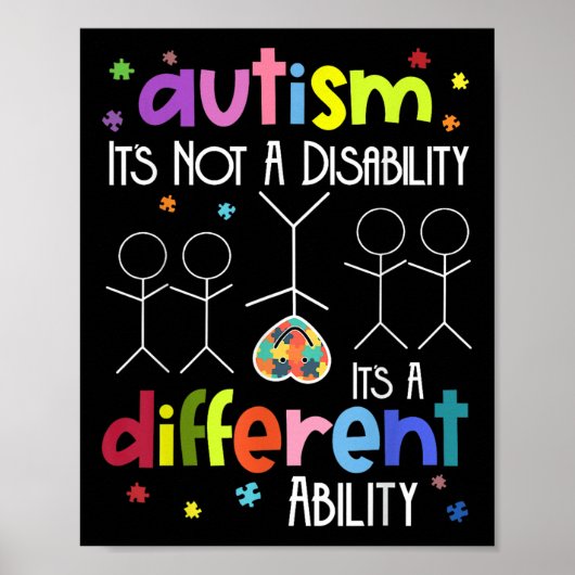 Poster Autisme Pas Un Handicap C'Est Une Capacité Différe (Devant)