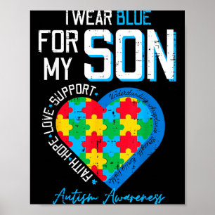 Poster Autisme porte du bleu pour la sensibilisation du f