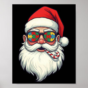 Poster Autisme Santa Claus Sucre de canne Noël Femmes Hom