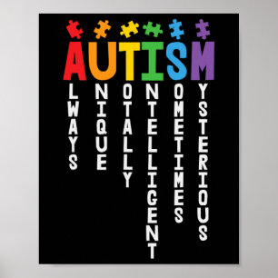 Poster Autisme Toujours Unique Totalement Intelligent Aut