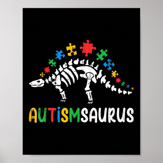 Poster Autismsaurus Dinosaur Garçons Enfants Jeunes Autis (Devant)