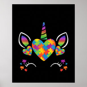 Poster Autiste   Cute Unicorn Sensibilisation sur l'autis