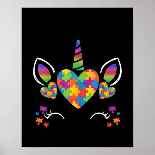 Poster Autiste | Cute Unicorn Sensibilisation sur l'autis (Devant)