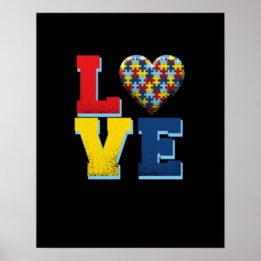 Poster Autiste | Love Autism Puzzle Pièce (Devant)