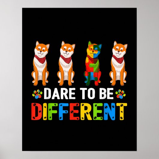 Poster Autiste | Osez Être Différent Cute Shiba Inu Dog (Devant)