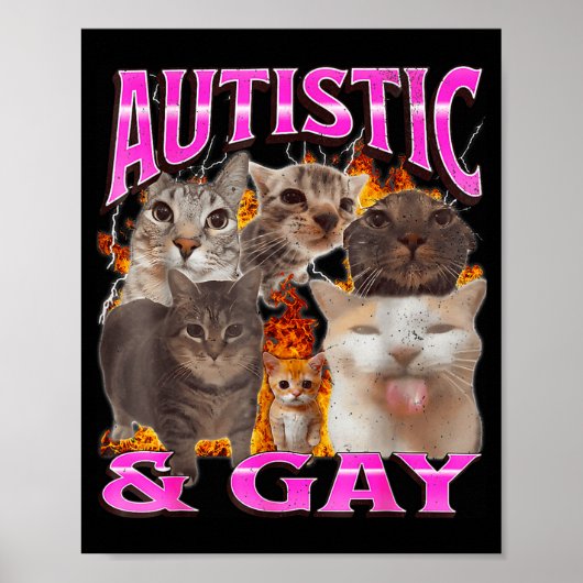 Poster Autistic And Gay Funny Cat Meme Bootleg Graphic  (Devant)