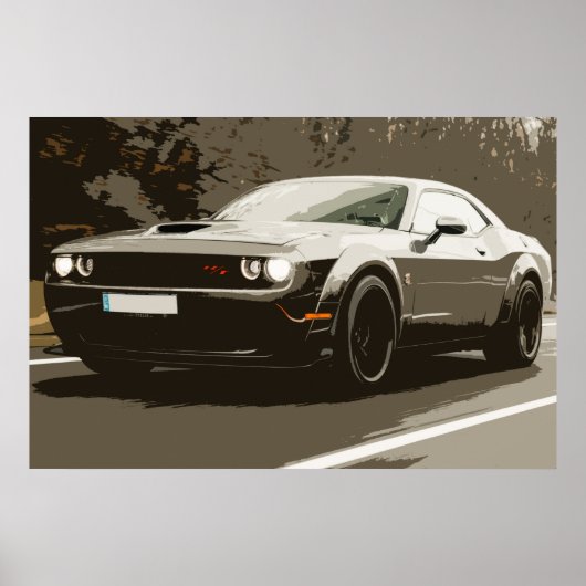 Poster auto Oldtimer Muscle voiture Dodge Challeng (Devant)