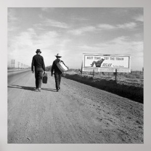 Poster Auto-stoppeurs en dehors de Los Angeles, 1937. Cru