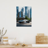 Poster Auto Wow ! Voiture futuriste (Cuisine)