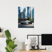 Poster Auto Wow ! Voiture futuriste (Bureau à domicile)