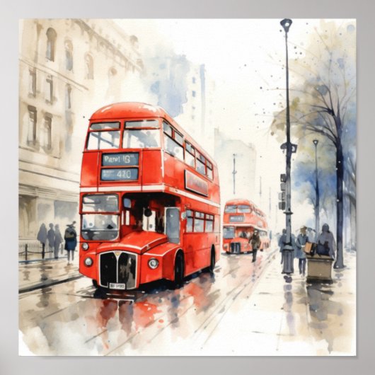 Poster Autobus à impériale rouge de Londres, (D) (Devant)
