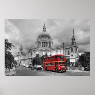 Poster Autobus rouge de Londres dans la ville de Londres