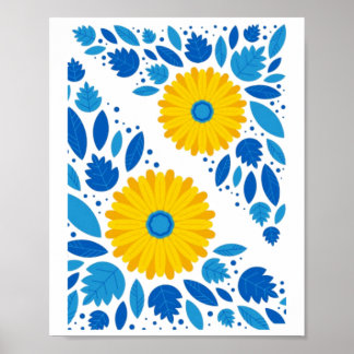 Poster Autocollant bleu et jaune ukrainien